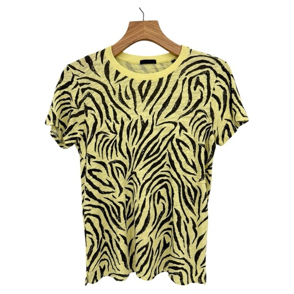 ATM Zebra Print Slub Jersey Schoolboy Crew Tee in Yellow Black Size M - Picture 2 of 11